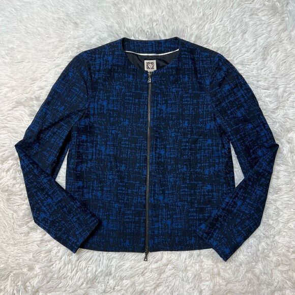 Anne Klein Blazer Jacket Womens Size 6 Small Blue Full Zip Professional - Picture 2 of 10